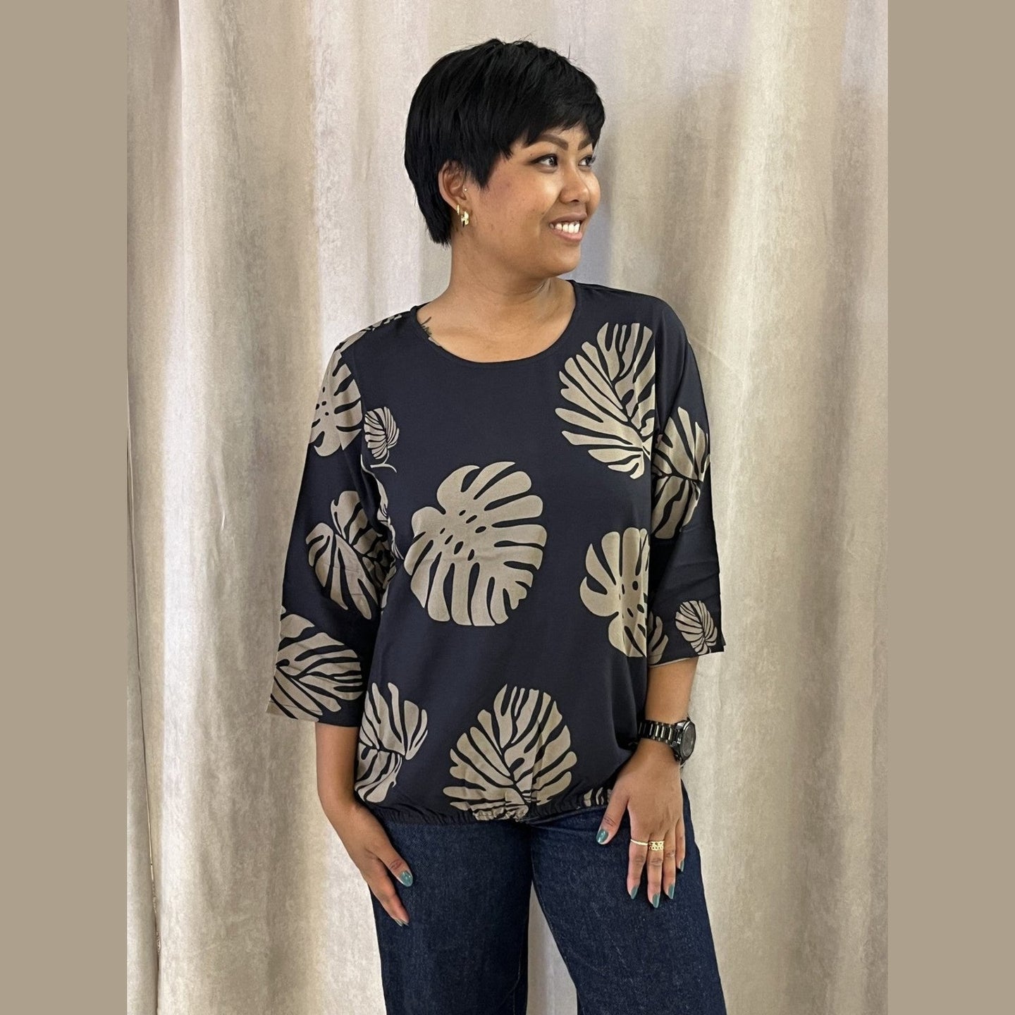 Viskose Bluse med 3/4 ærmer