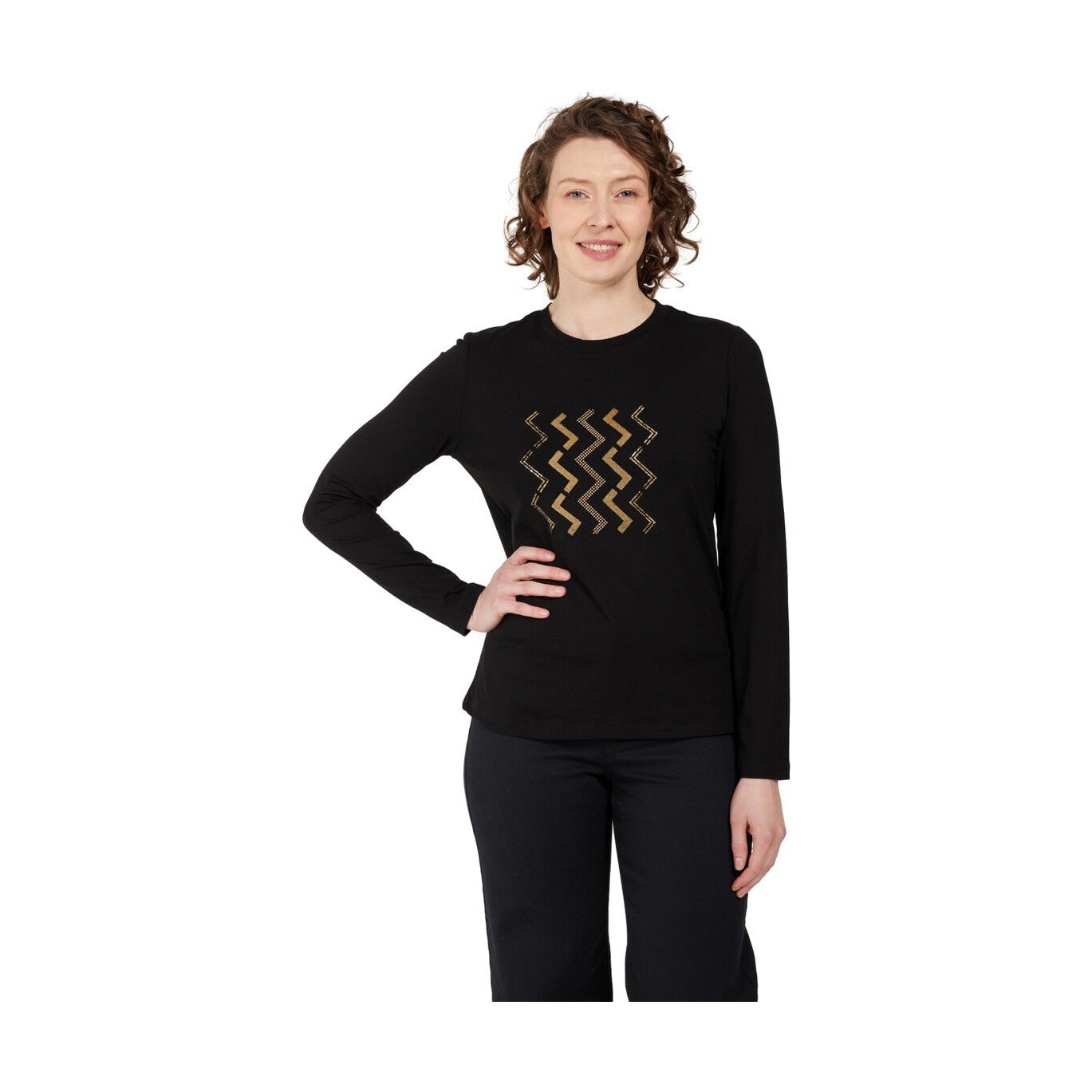 Sort bluse med front print