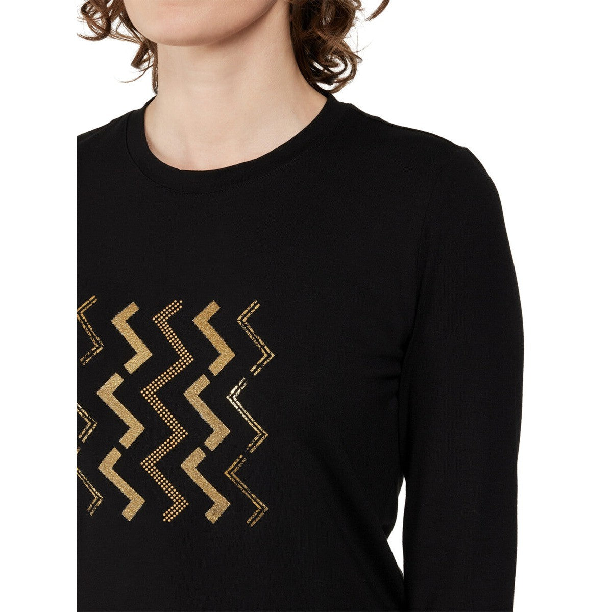 Sort bluse med front print