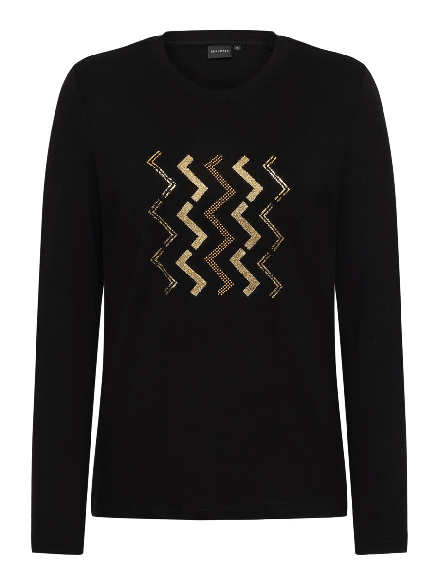 Sort bluse med front print