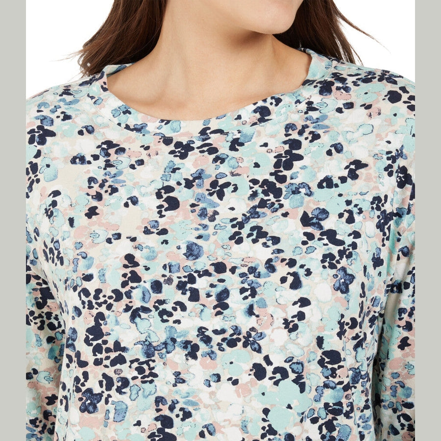 Mønstret T-shirt med 3/4 ærmer