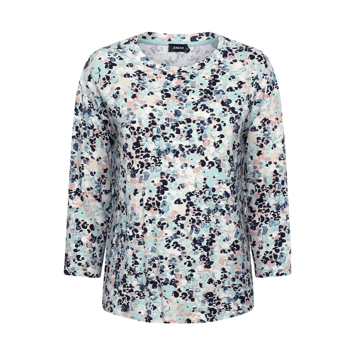 Mønstret T-shirt med 3/4 ærmer