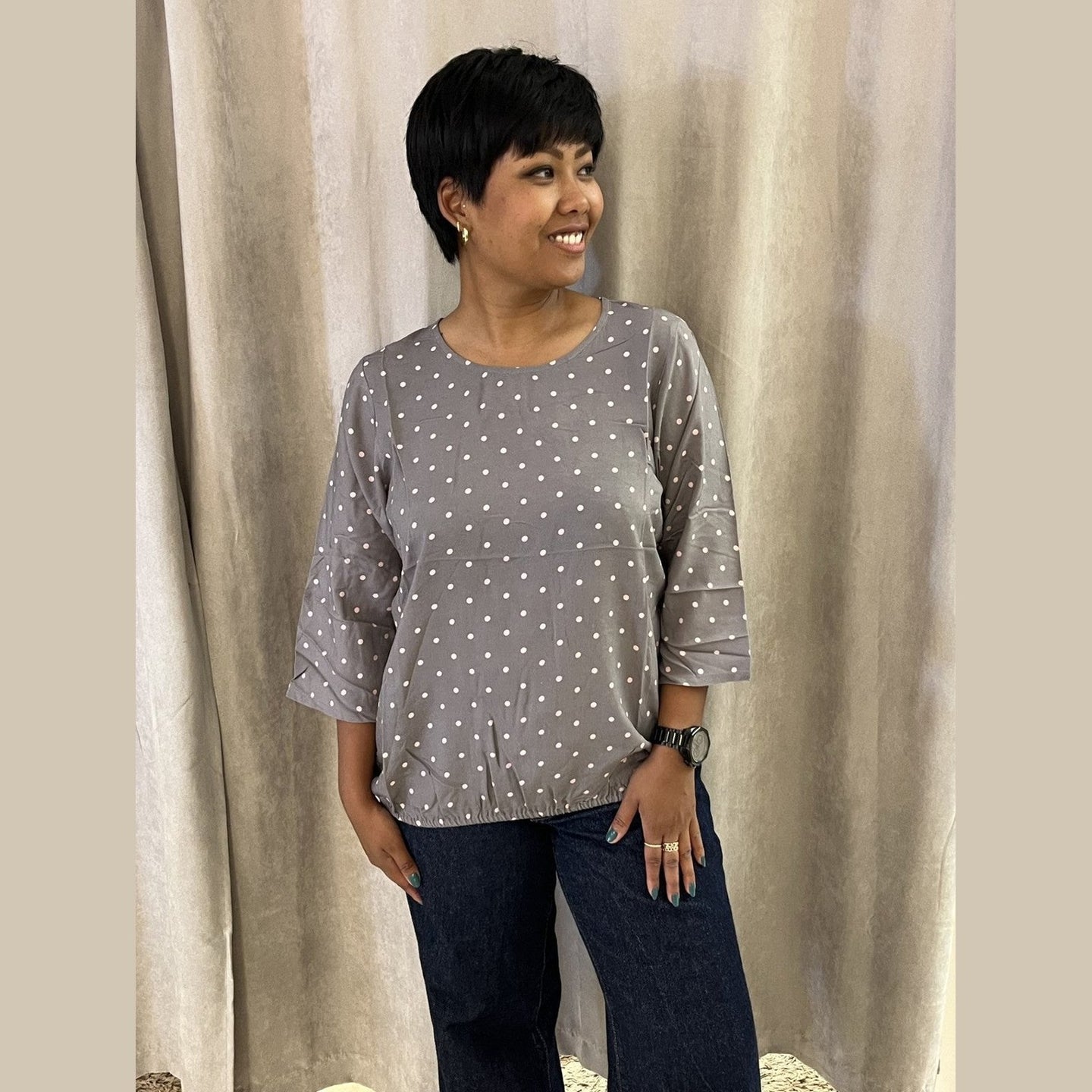 Viskose Bluse med 3/4 ærmer