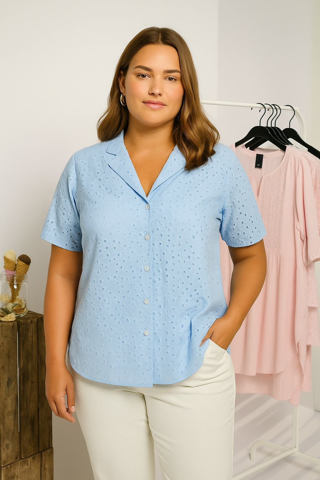 Adia ADCabrina Skjortebluser 5000 LIGHT BLUE