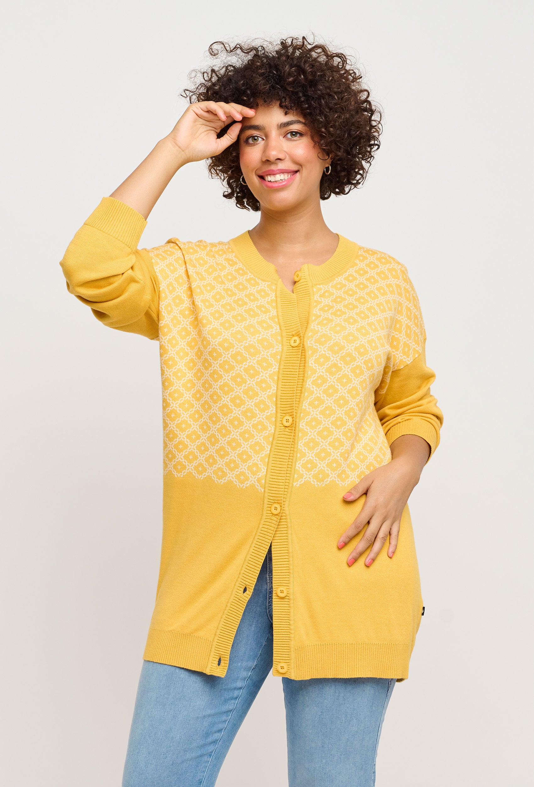 Adia ADLorra Cardigan 2050 Yoke Yellow