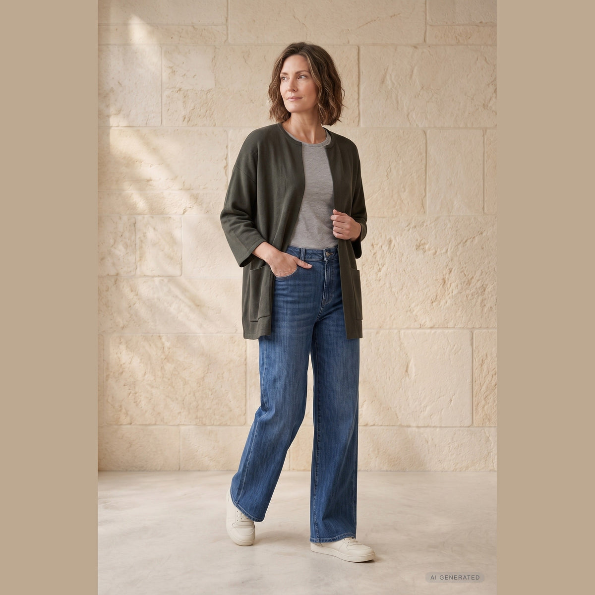 Lind Bea Knit Cardigan 044 Army
