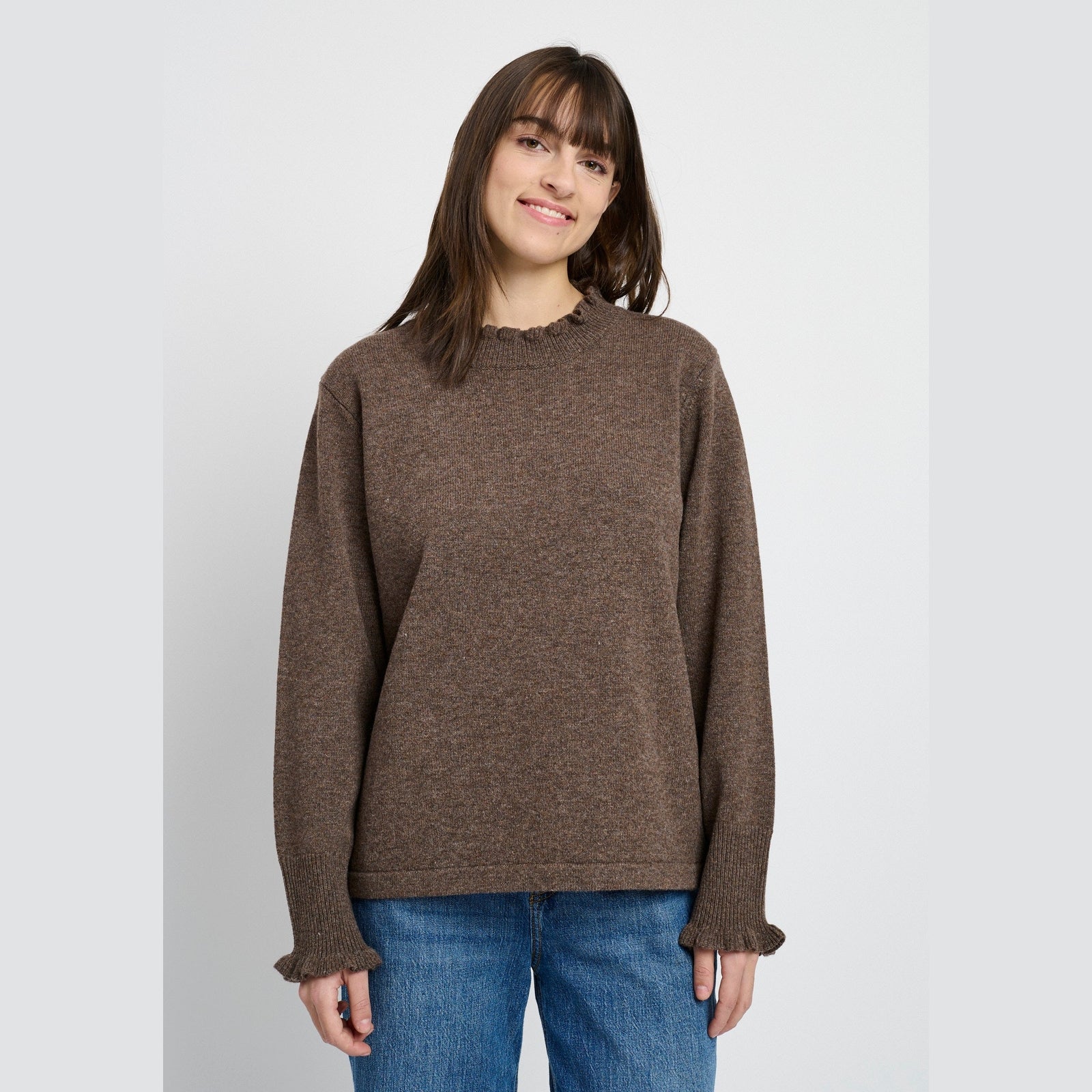 Lind Cassandra Knit Pullover 1960 dark brown melange