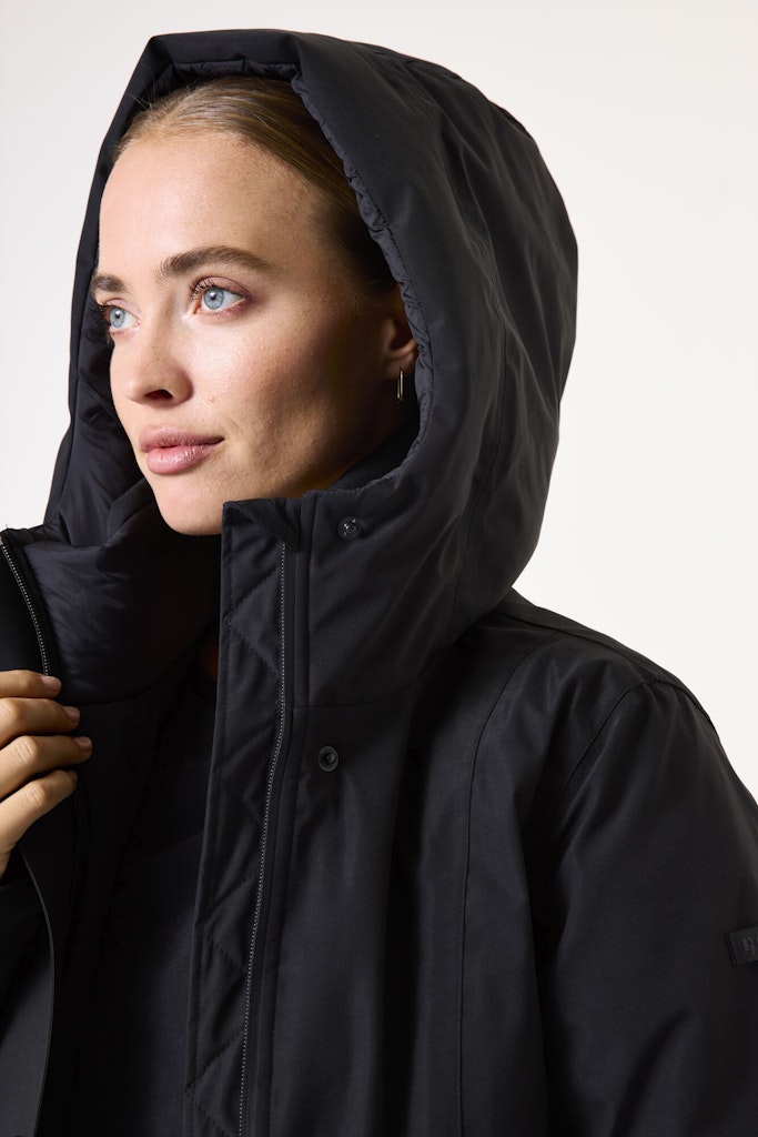 Halvlang sort vinterjakke