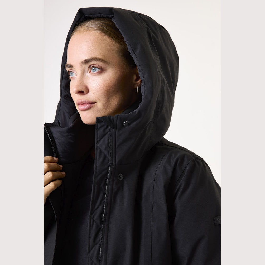 Halvlang sort vinterjakke