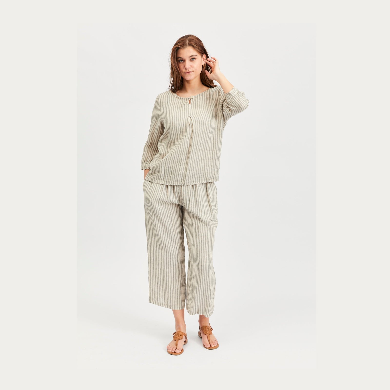 Lind LiFabienne Bluser 504 Sand Stripe