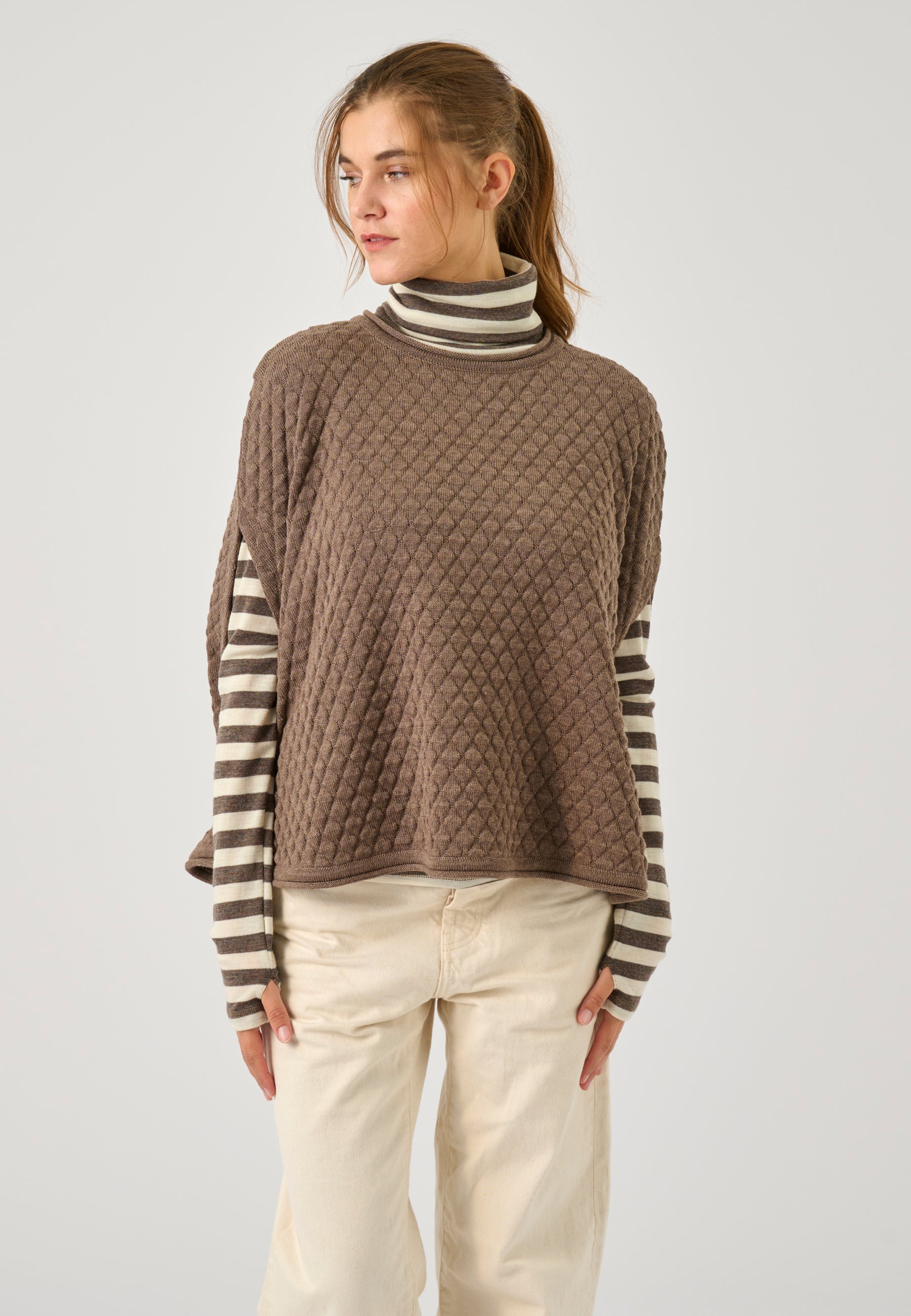 Lind LiMargit Poncho 1655 brown melange