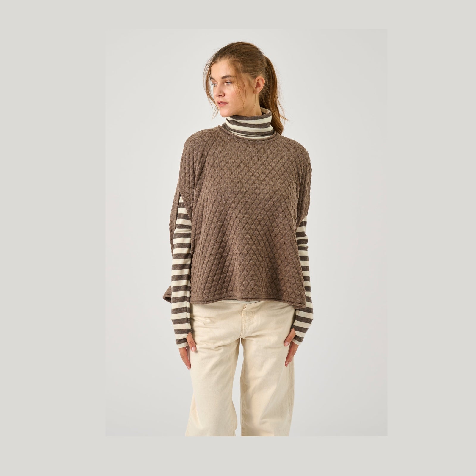 Lind LiMargit Poncho 1655 brown melange