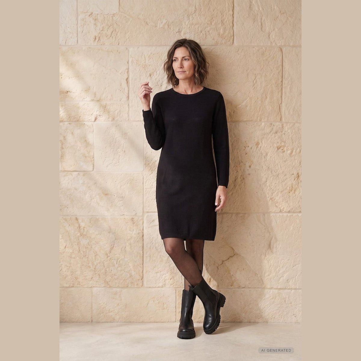 Lind Mia Knit Dress 110 Vanta Black