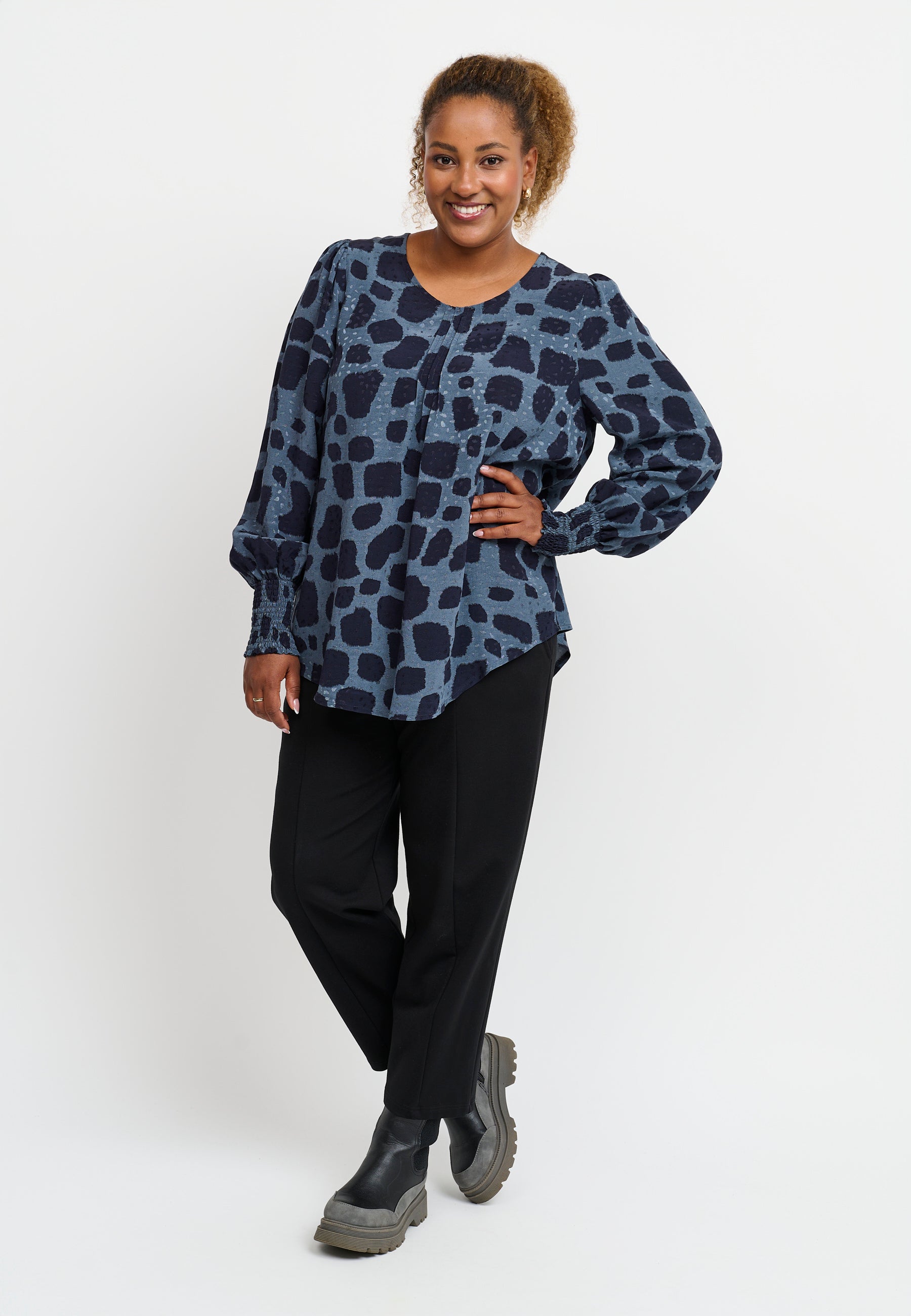 Pont Neuf PNDalvina Bluser 5555 Steel Blue