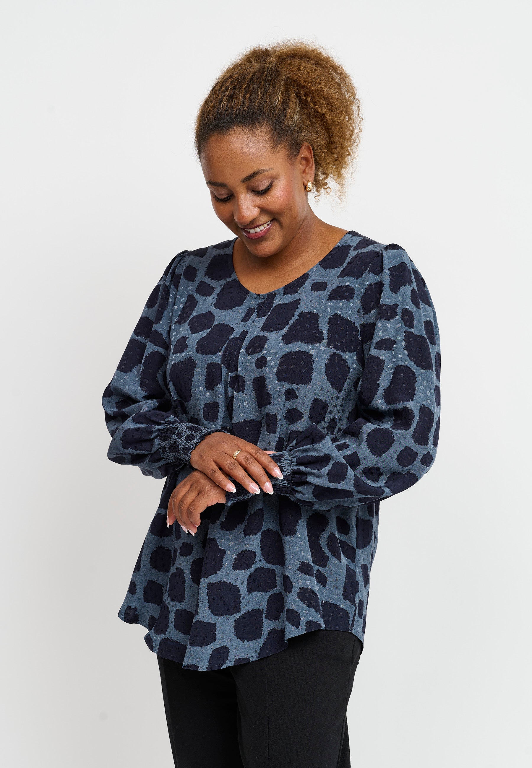 Pont Neuf PNDalvina Bluser 5555 Steel Blue