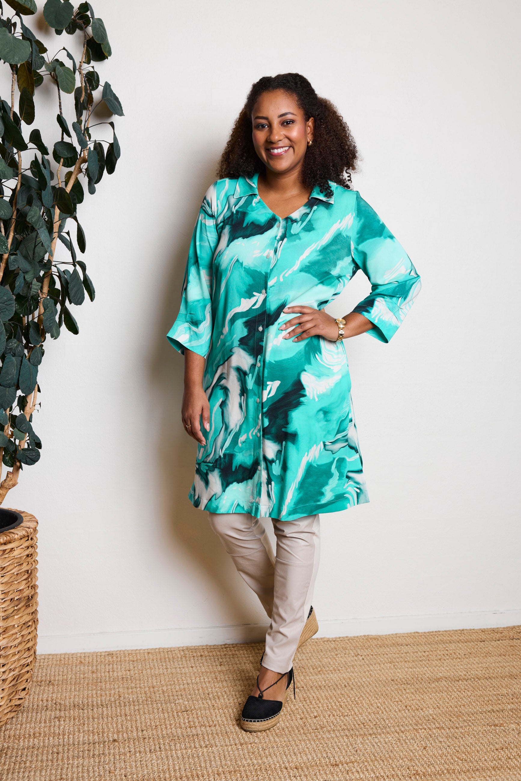 Pont Neuf PNEden Skjortebluser 3480 Aqua Green