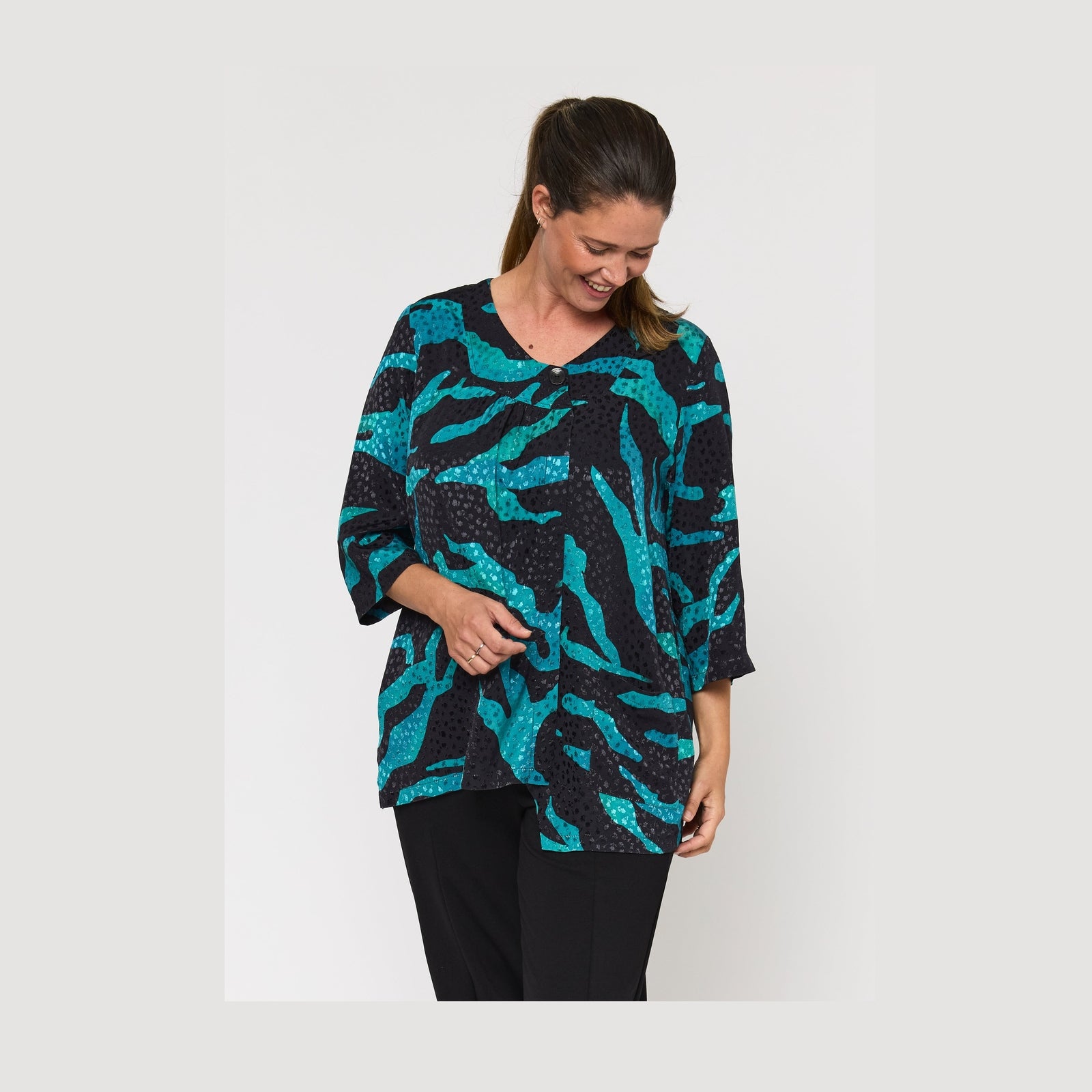 Pont Neuf PNHilma Bluser 5052 Petrol Blue