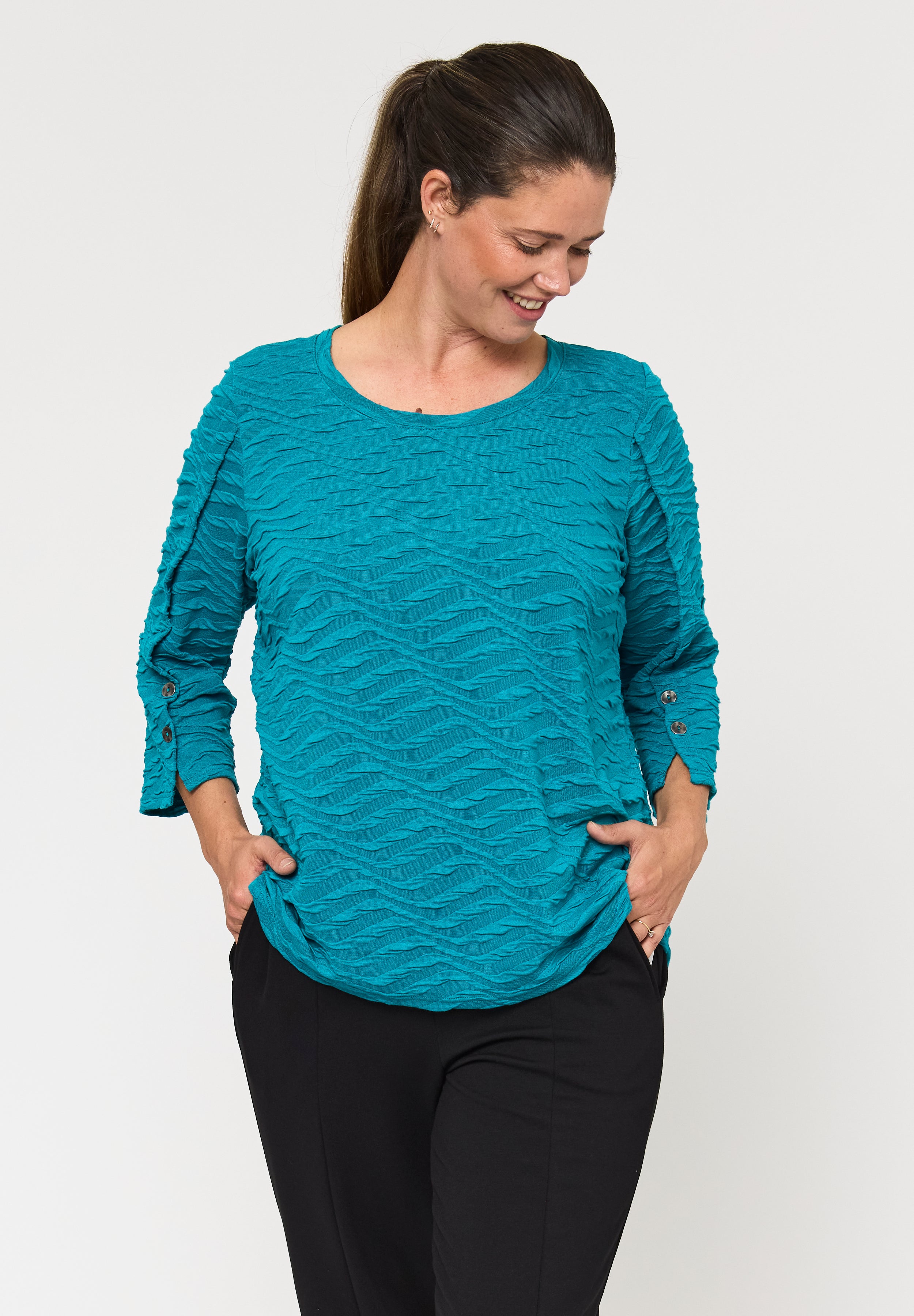 Pont Neuf PNVilla Bluser 5052 Petrol Blue