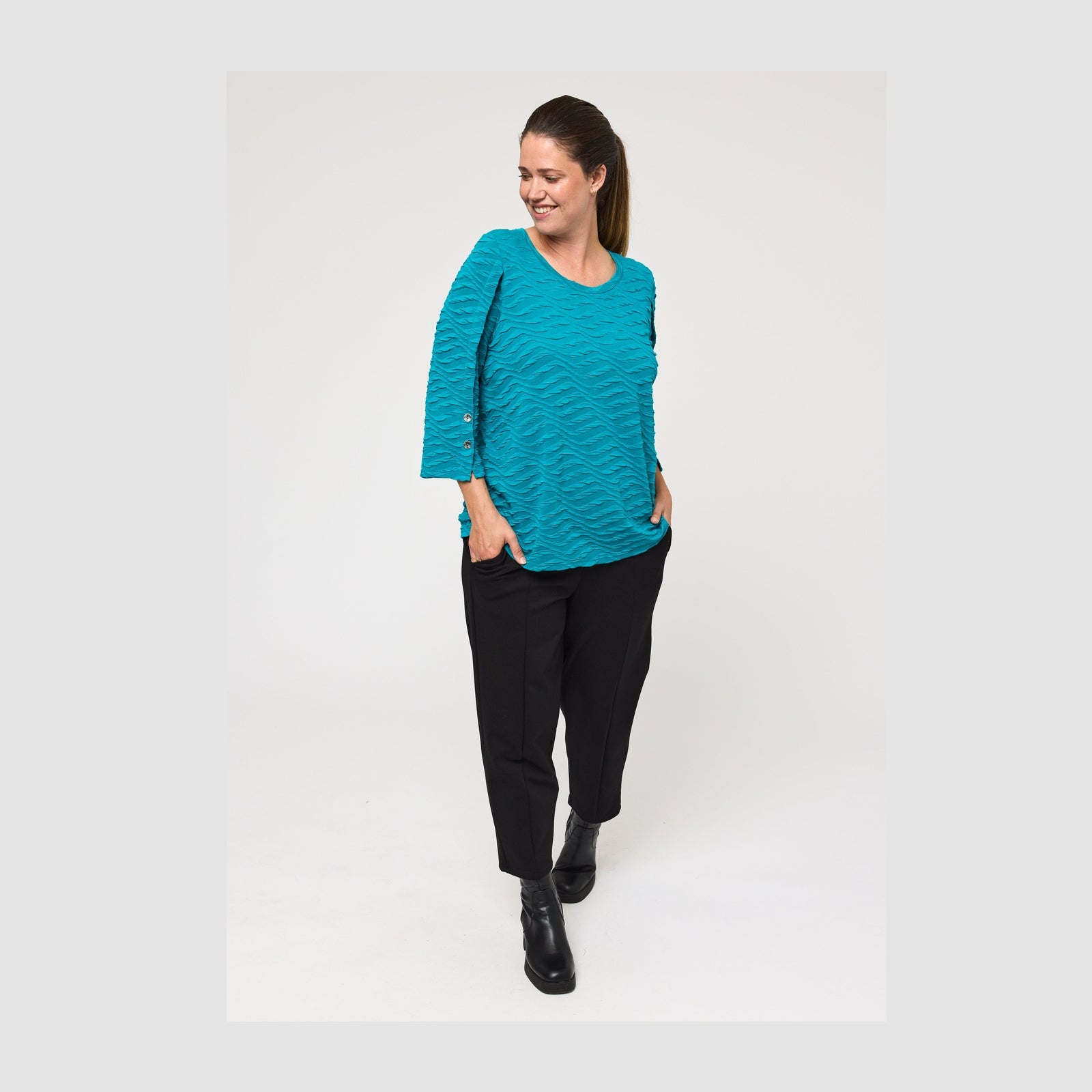Pont Neuf PNVilla Bluser 5052 Petrol Blue