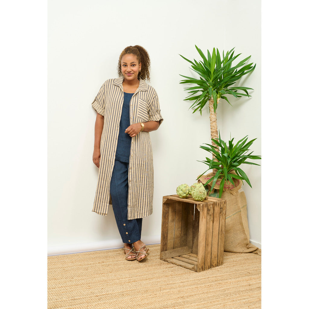 PNVanilia stribet hør Kjole