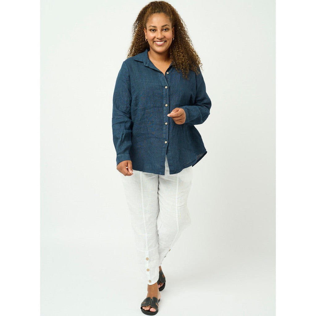 PNCate blå hør skjorte