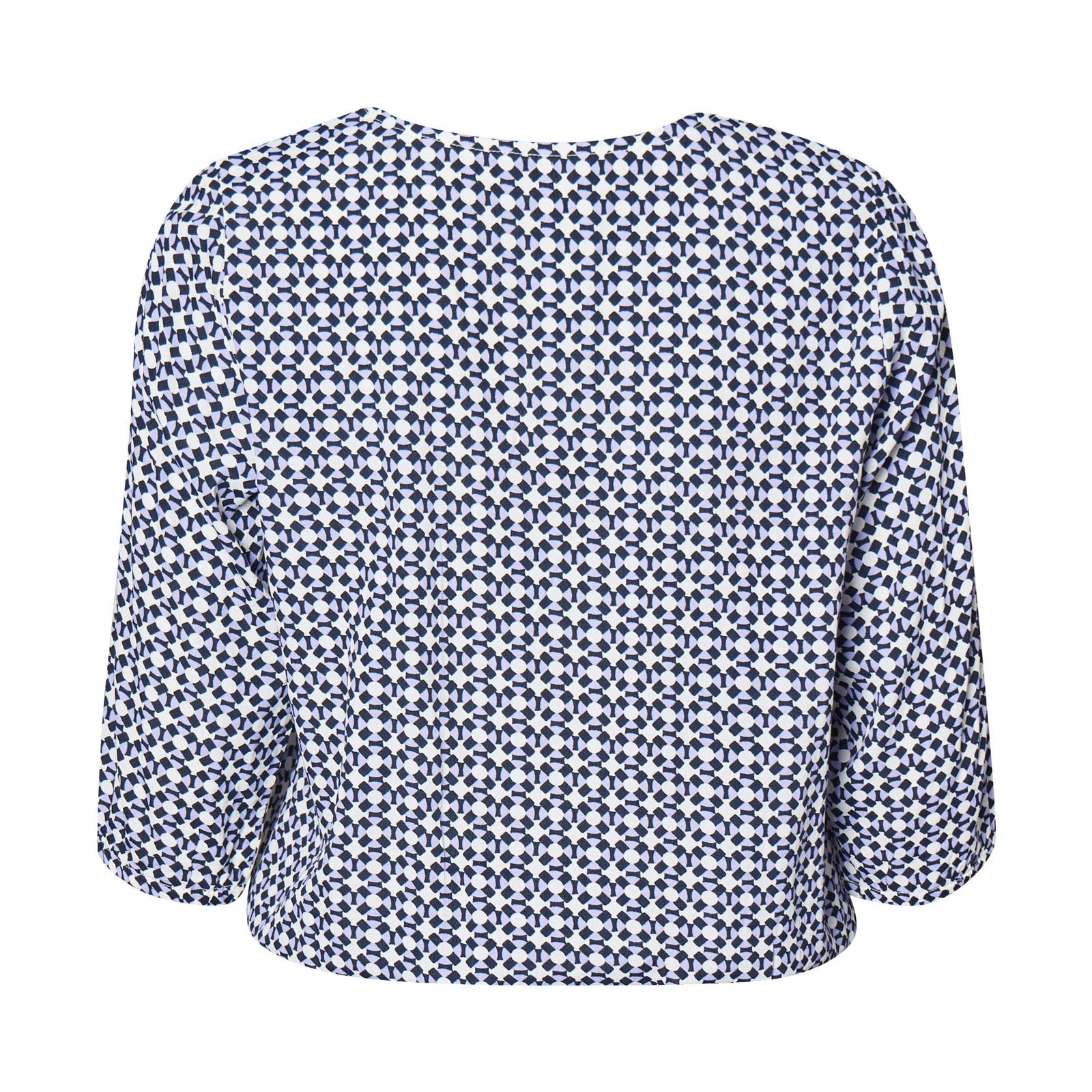 Mønstret elastikbluse med 3/4 ærmer