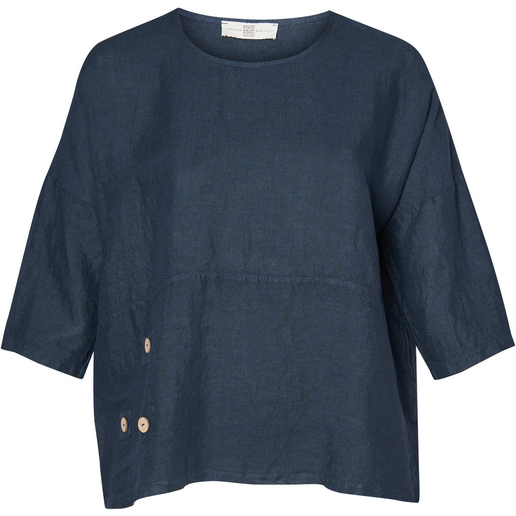 PNLauren blå hør bluse