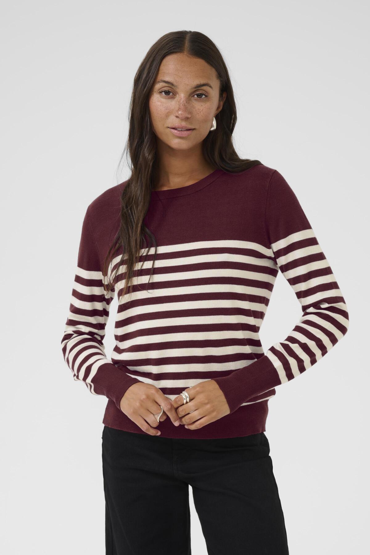 Stribet strik pullover