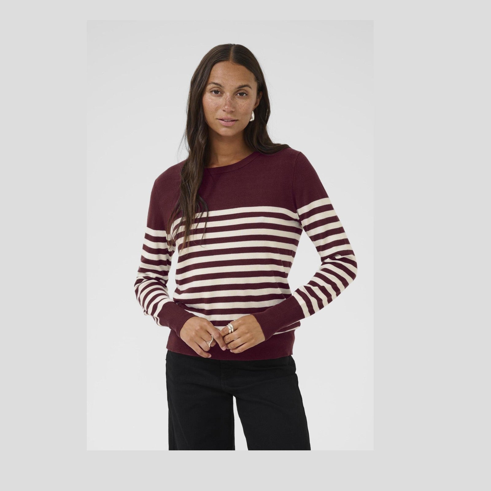 Stribet strik pullover