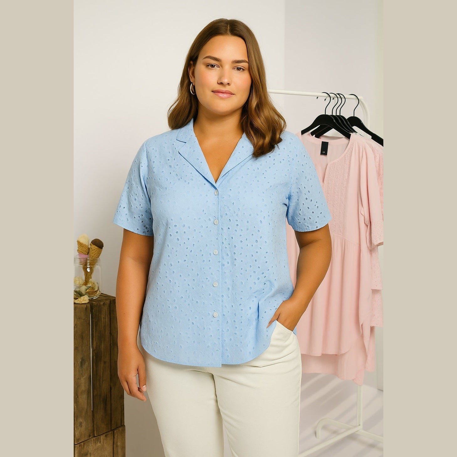 Adia ADCabrina Skjortebluser 5000 LIGHT BLUE