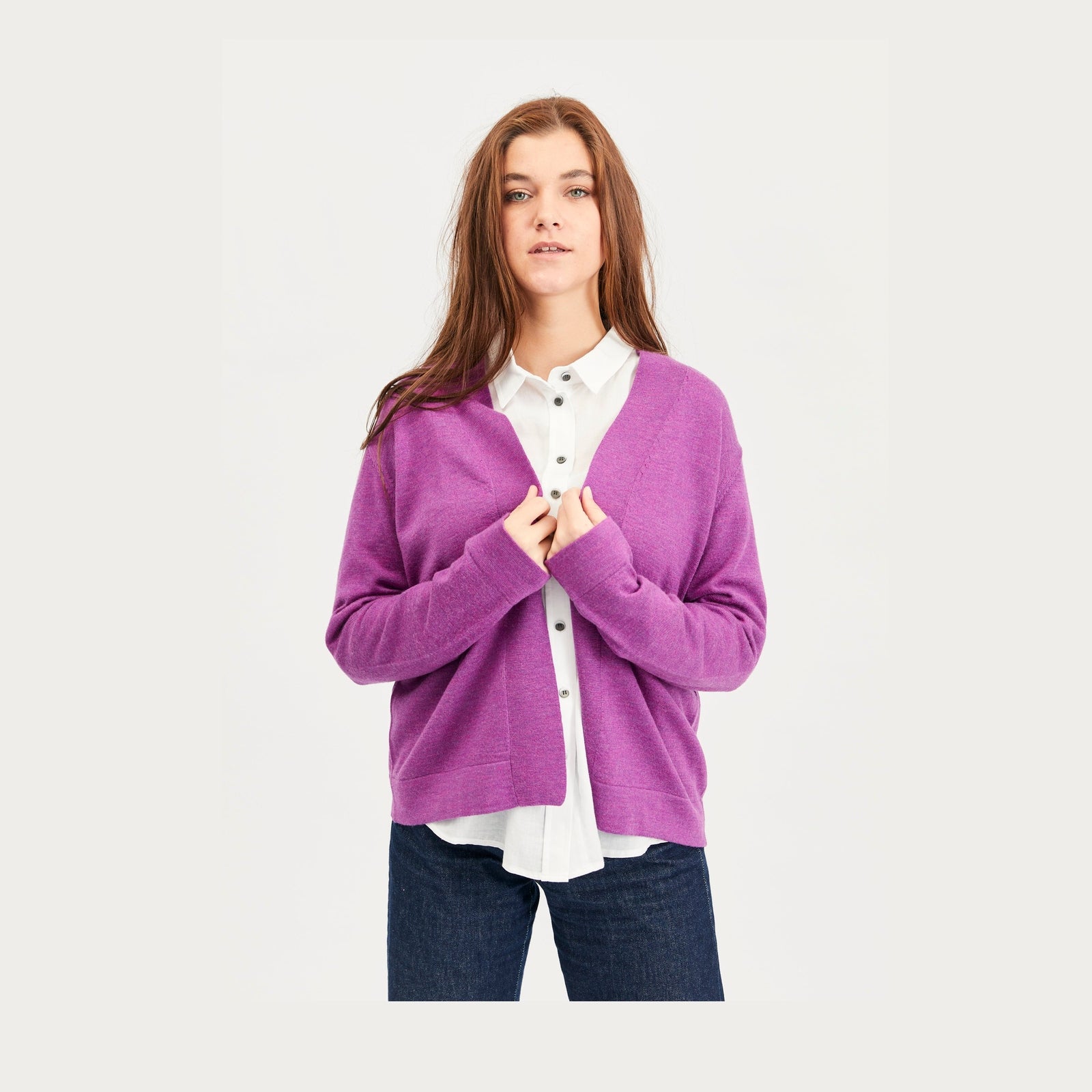 Lind Catja Knit Cardigan 205448 Hotensia purple melange