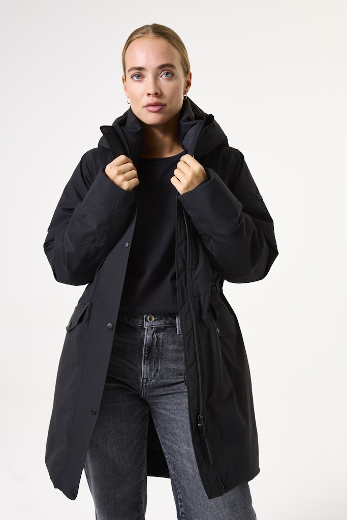 Halvlang sort vinterjakke