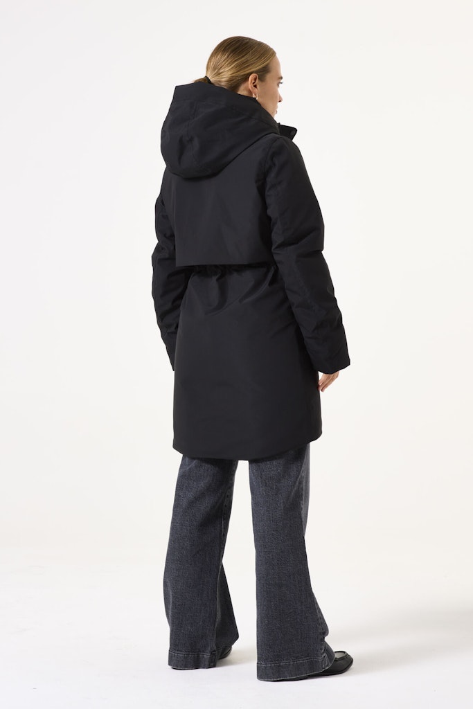 Halvlang sort vinterjakke