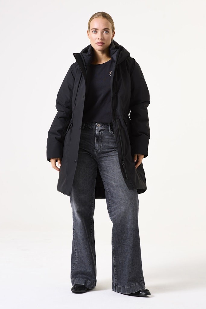 Halvlang sort vinterjakke