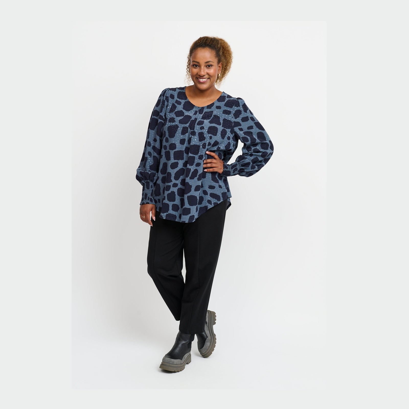 Pont Neuf PNDalvina Bluser 5555 Steel Blue