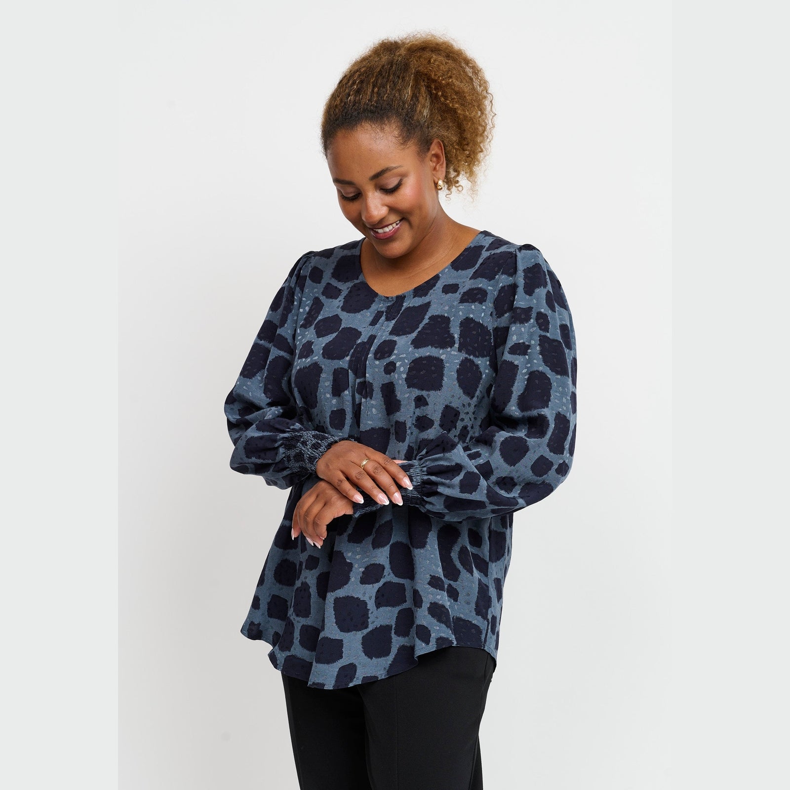 Pont Neuf PNDalvina Bluser 5555 Steel Blue