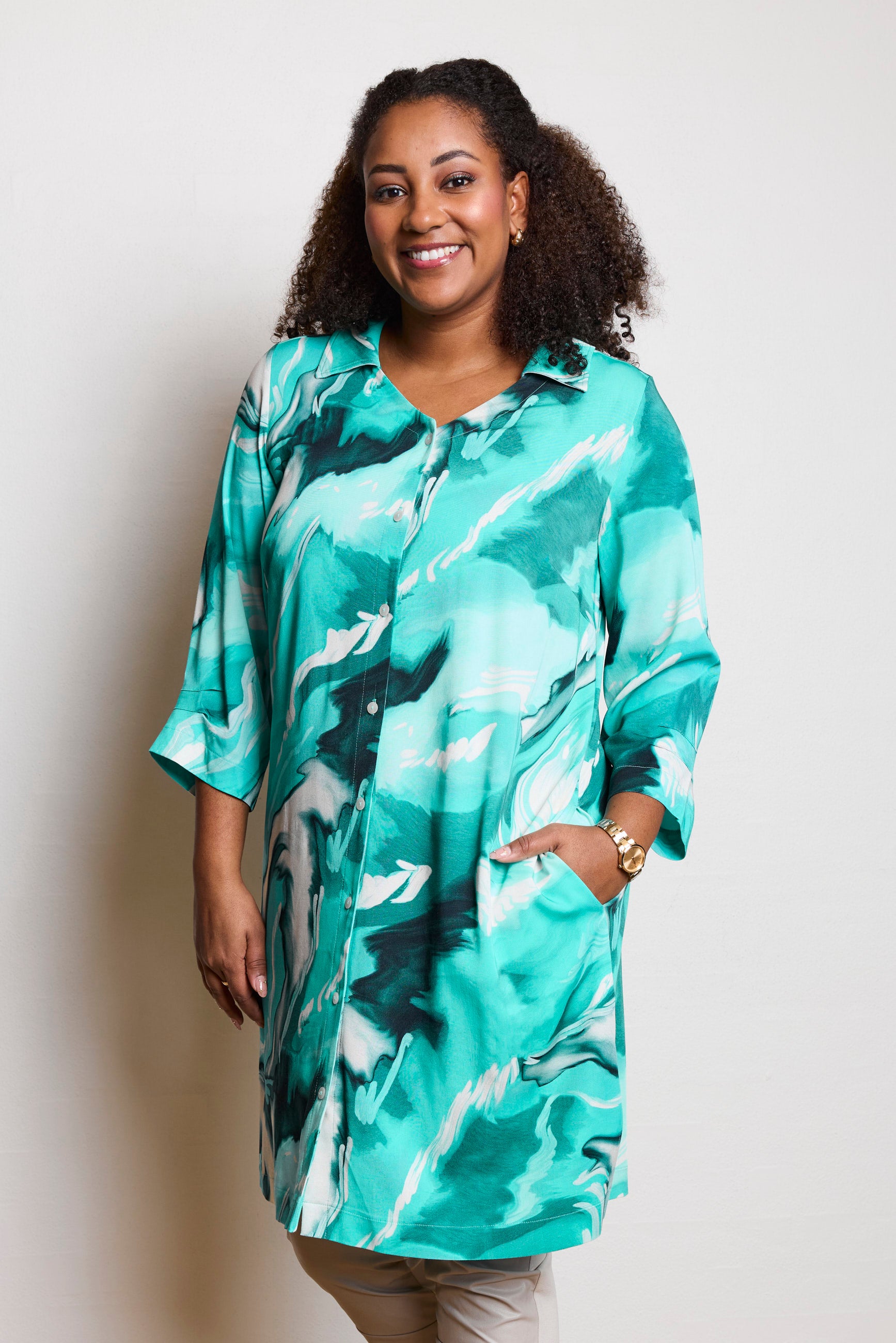 Pont Neuf PNEden Skjortebluser 3480 Aqua Green