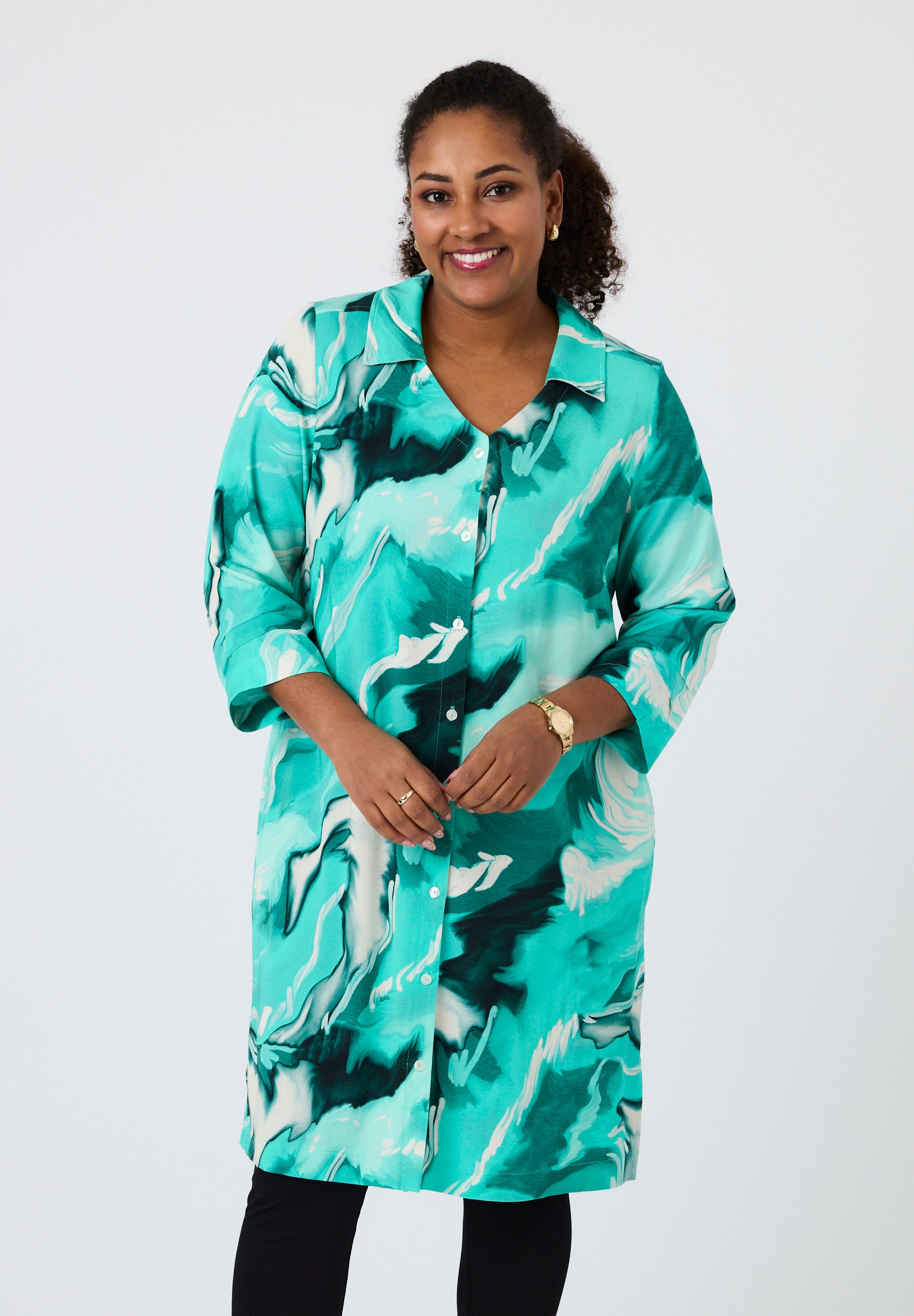 Pont Neuf PNEden Skjortebluser 3480 Aqua Green