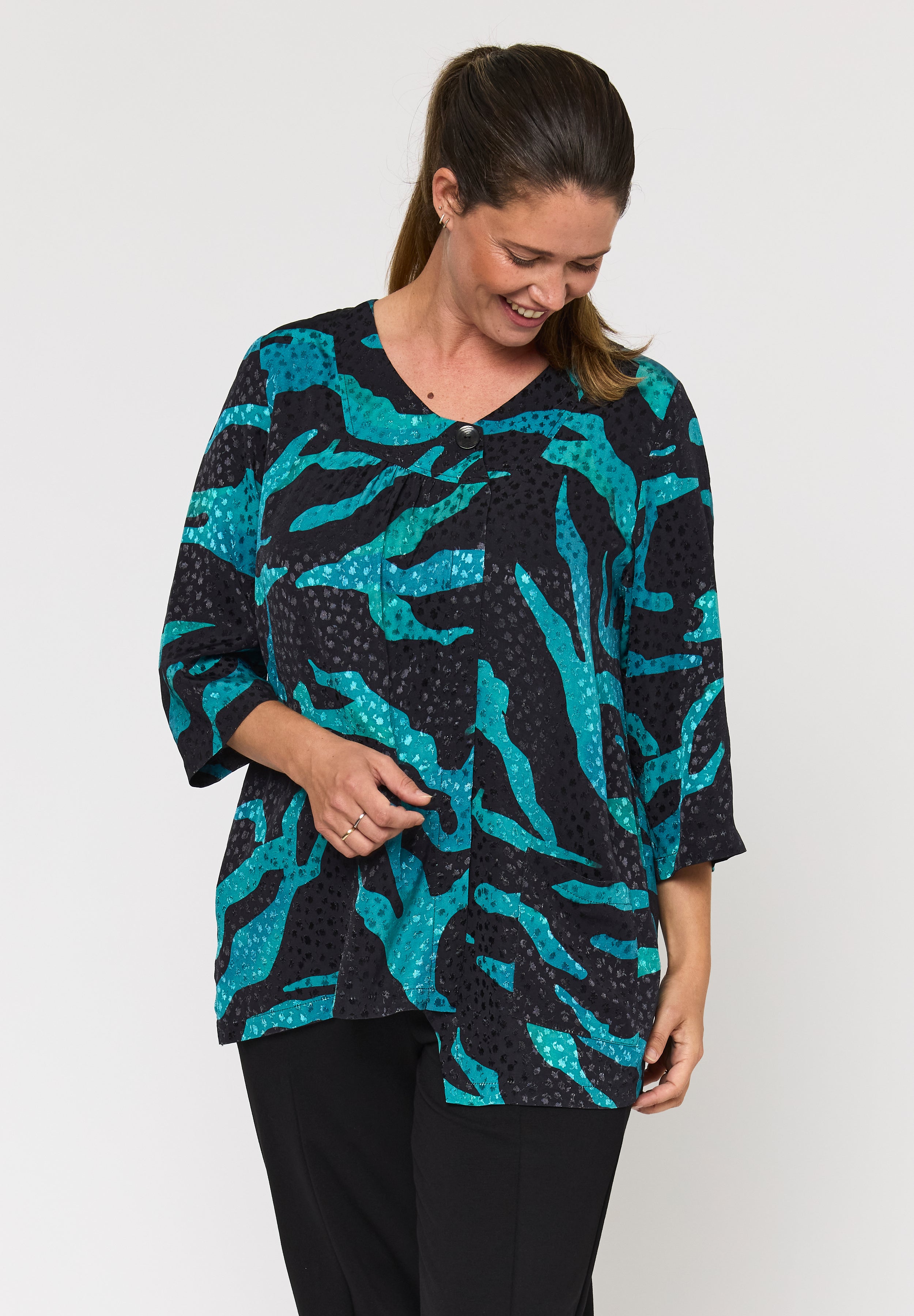 Pont Neuf PNHilma Bluser 5052 Petrol Blue