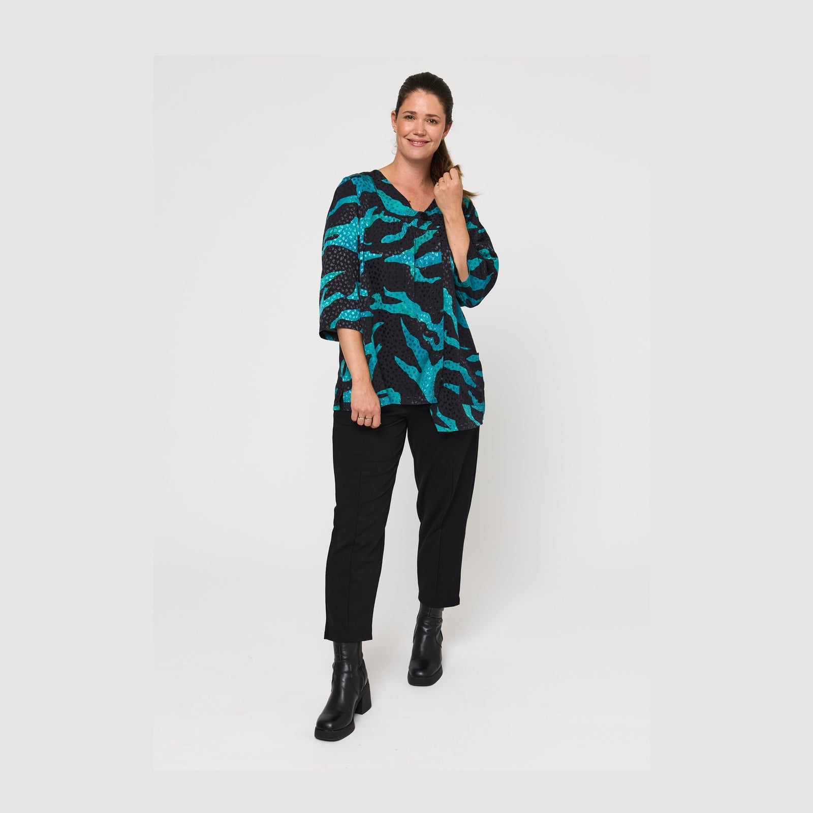 Pont Neuf PNHilma Bluser 5052 Petrol Blue