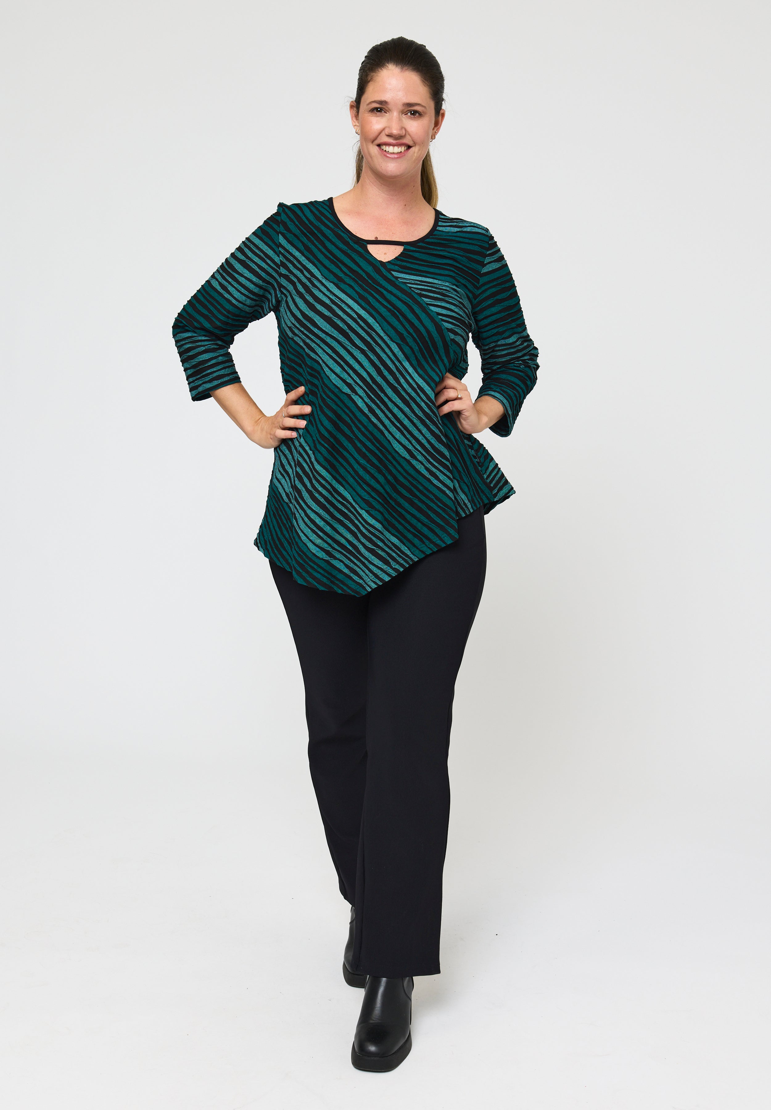 Pont Neuf PNMagrethe Bluser 5052 Petrol Blue