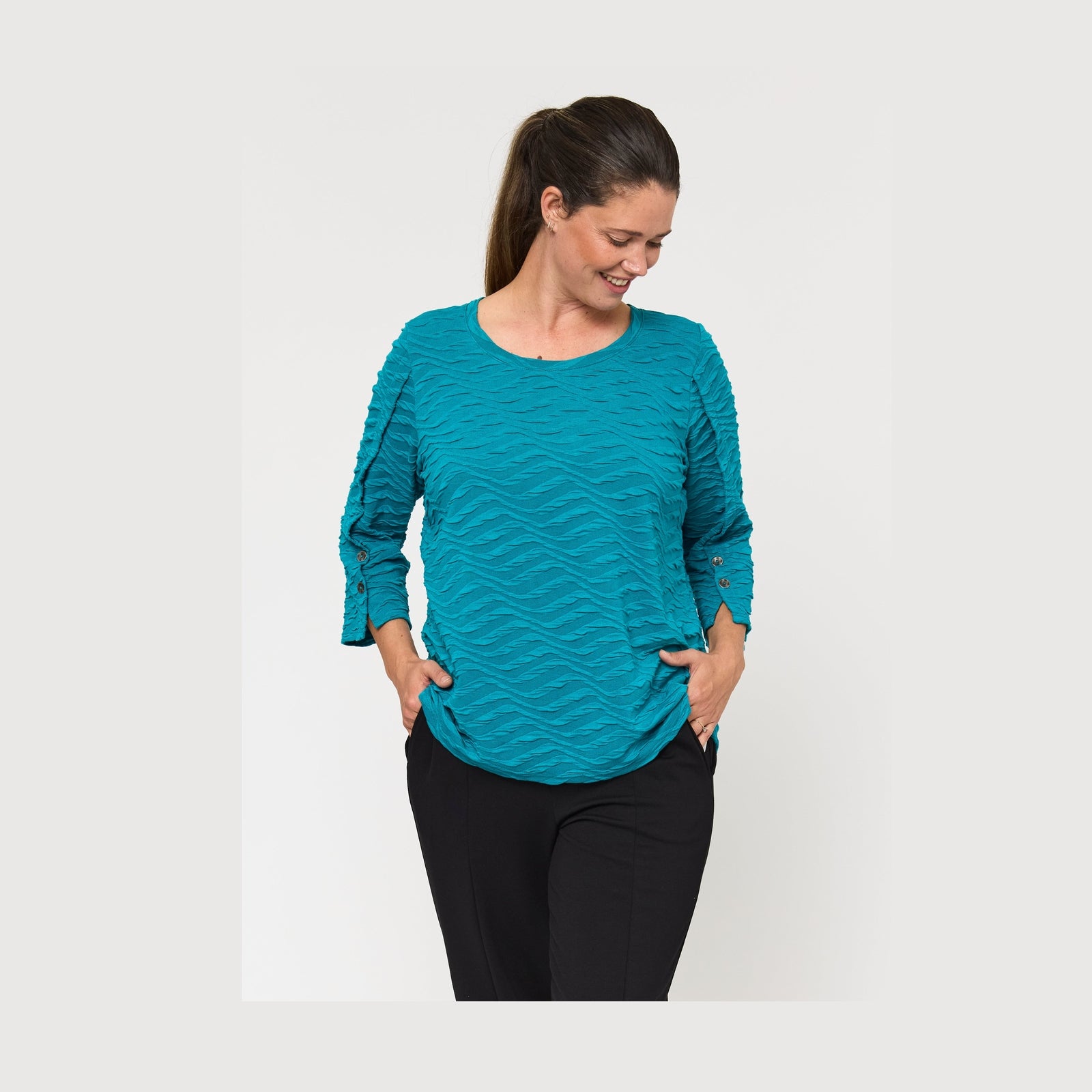 Pont Neuf PNVilla Bluser 5052 Petrol Blue