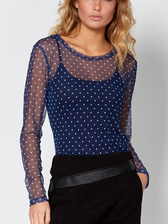 Mathilde printet mesh bluse