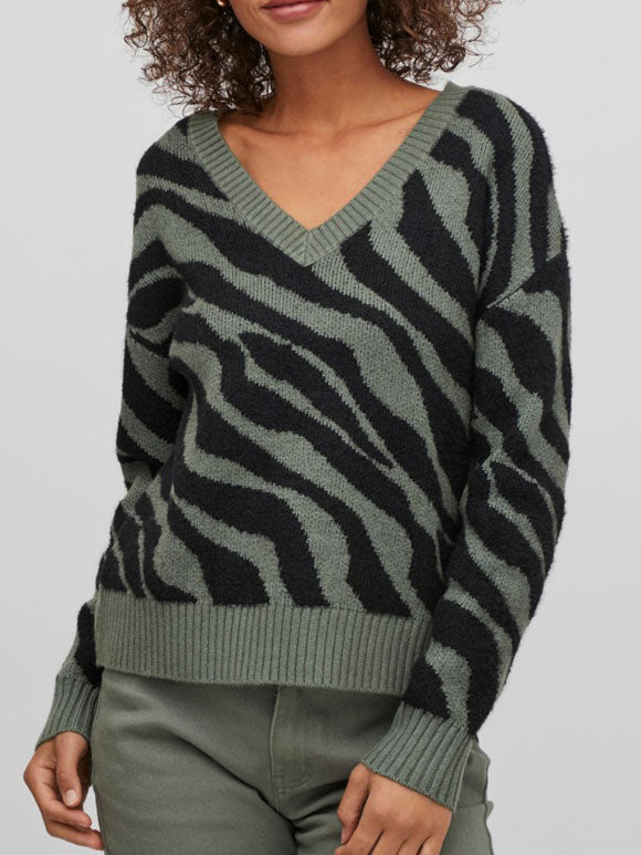 Viril Feami Mix V-Neck Strik pullover